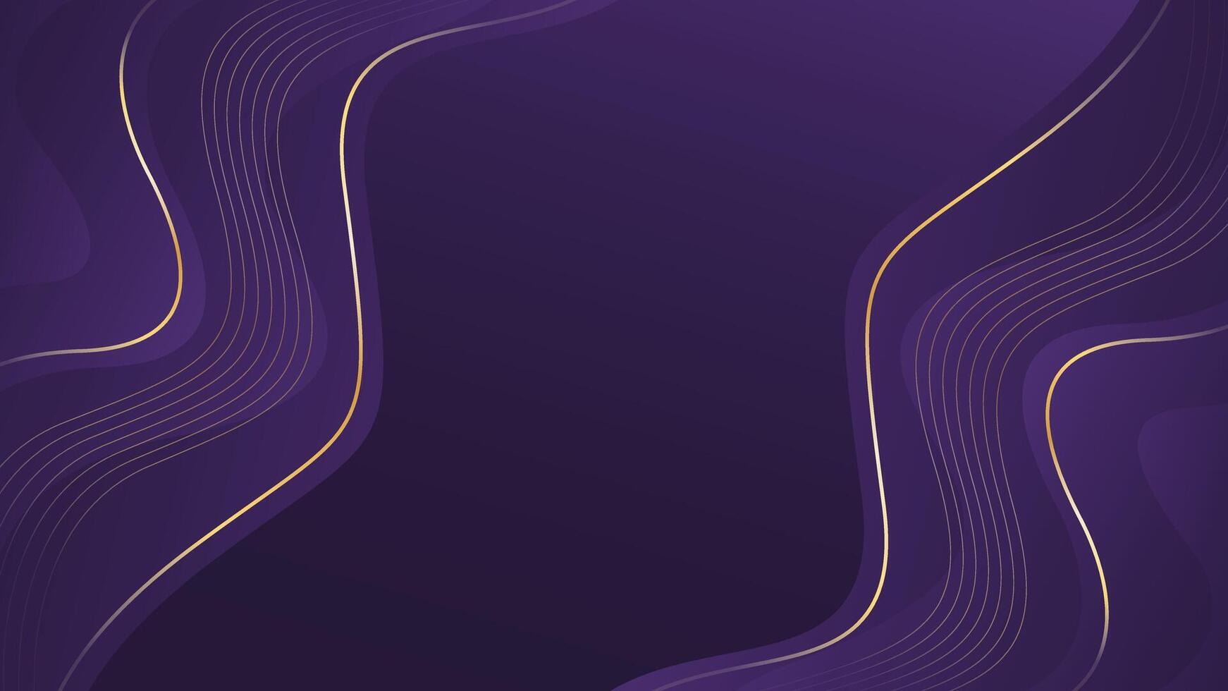 Abstract purple luxury background with gold lines. Modern wallpapers with wave shapes vector