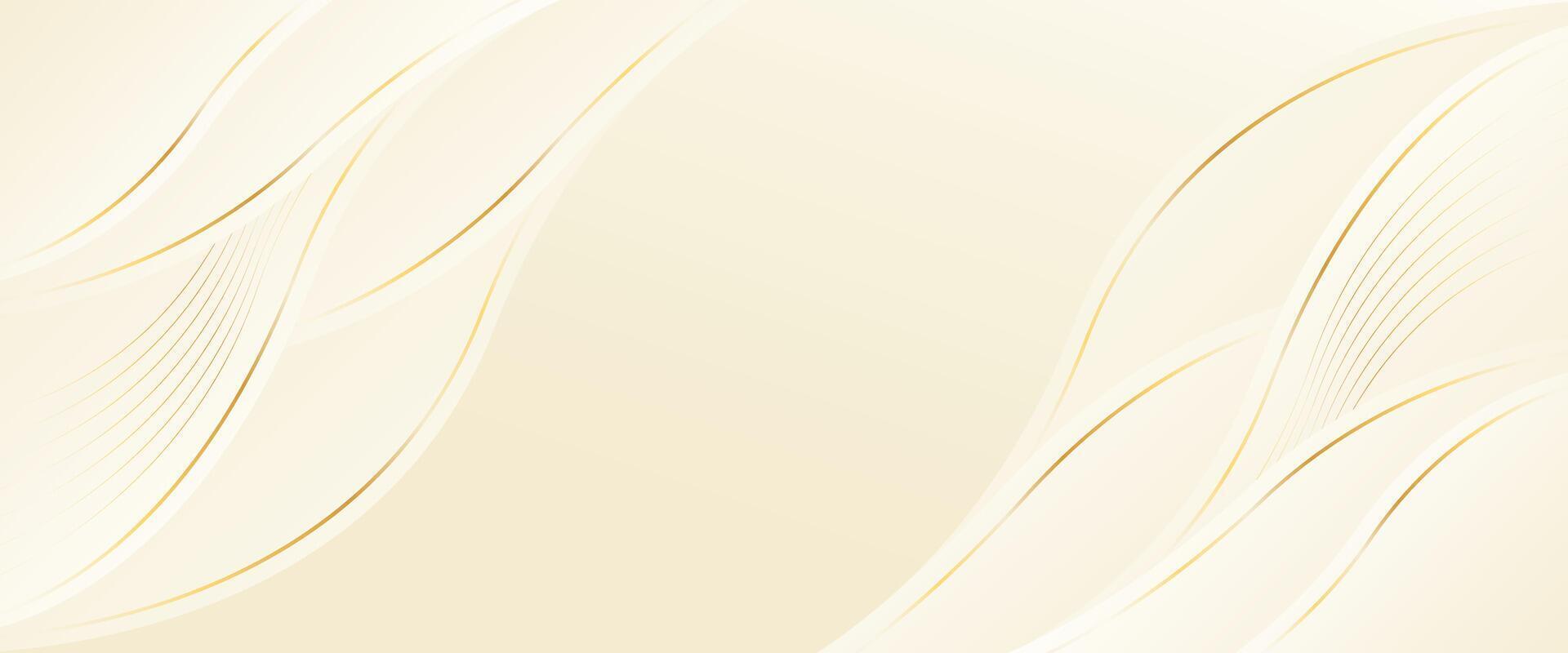 Contemporary beige luxury wave banner background. gold lines element vector