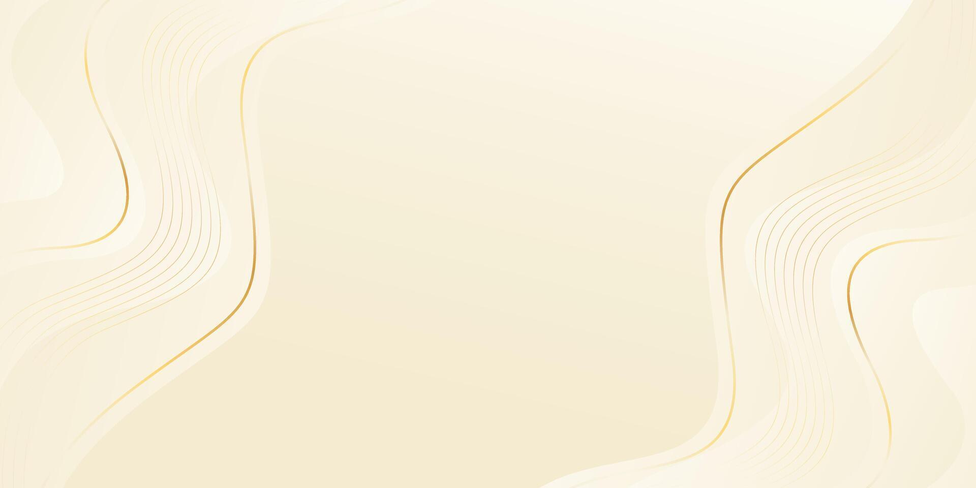 Abstract beige luxury background with gold lines. Modern wallpapers with wave shapes vector