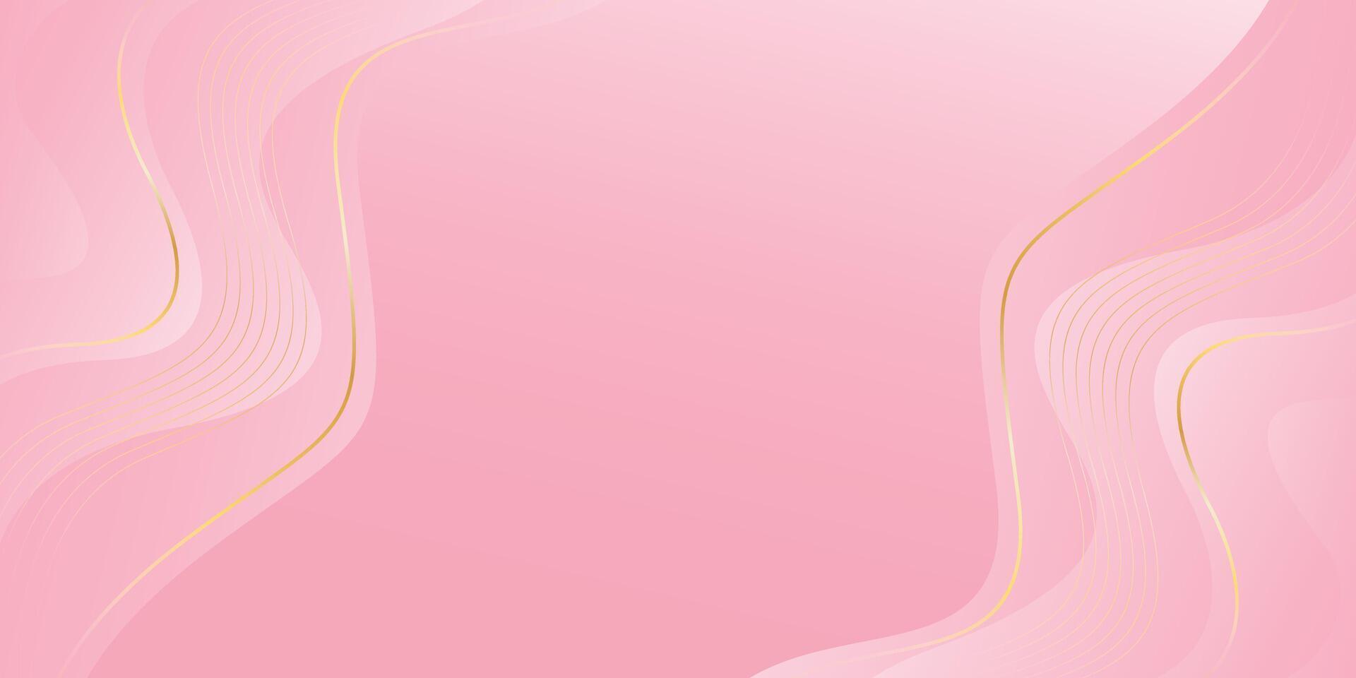 Abstract pink beauty luxury background with gold lines. Modern wallpapers with wave shapes vector
