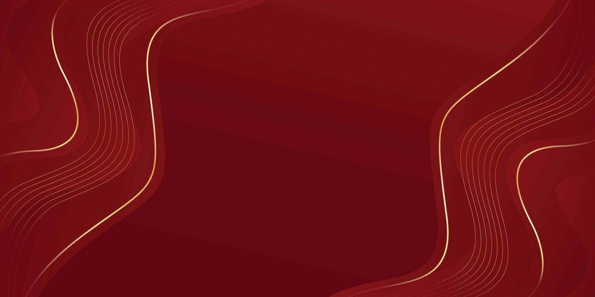 Abstract red luxury background with gold lines. Modern wallpapers with wave shapes vector