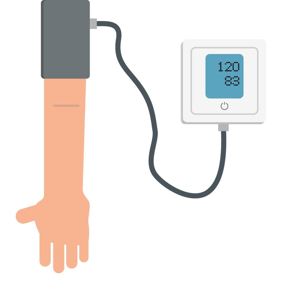 Check blood pressure with an Digital Sphygmomanometer vector