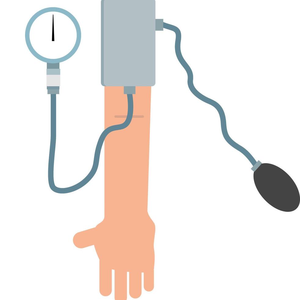 Check blood pressure with an Analog Sphygmomanometer vector