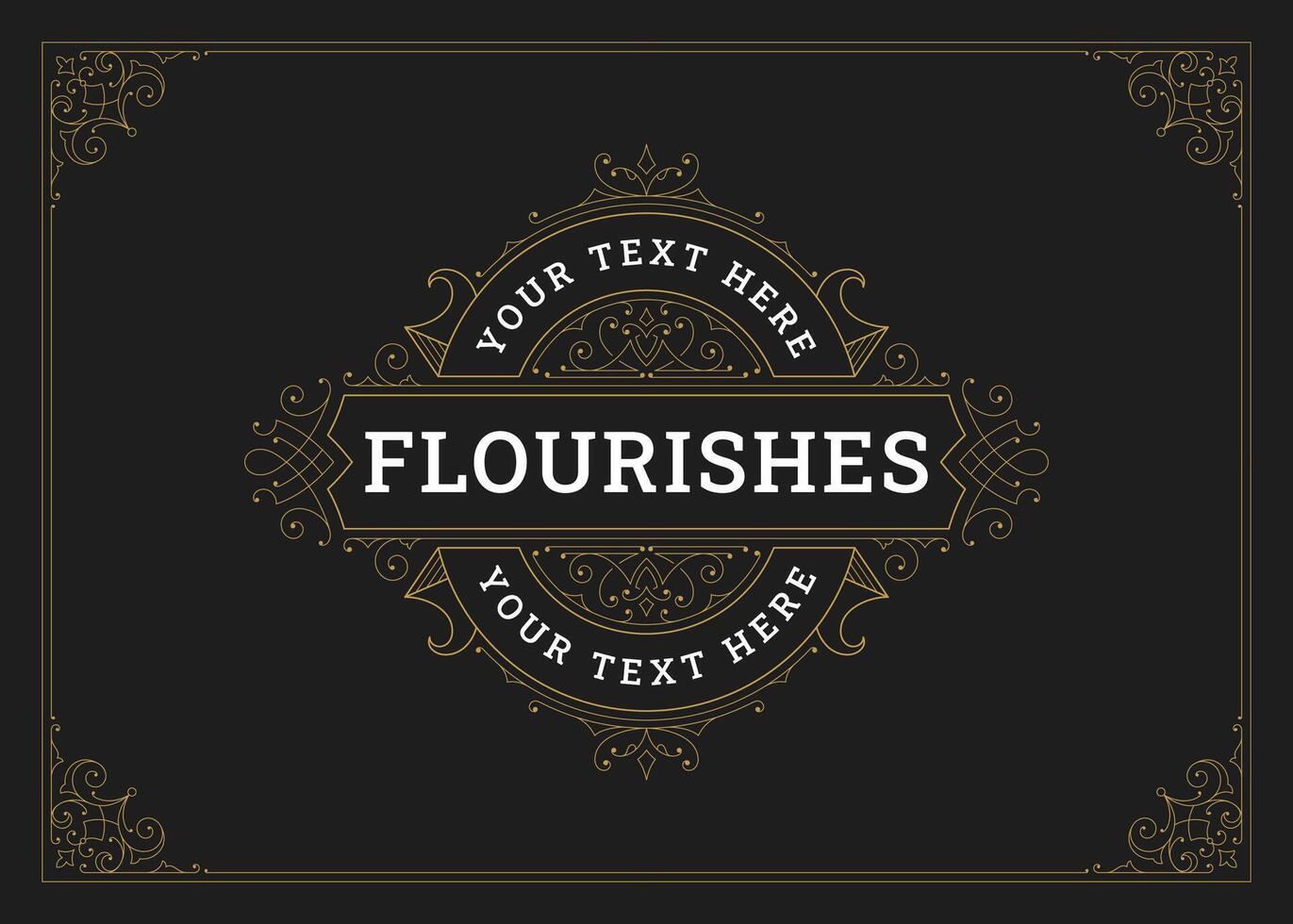 Luxury vintage flourishes swirl ornament greeting card design template illustration vector