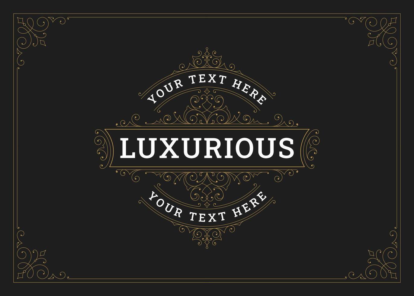 Luxury vintage flourishes swirl ornate golden greeting card design template illustration vector
