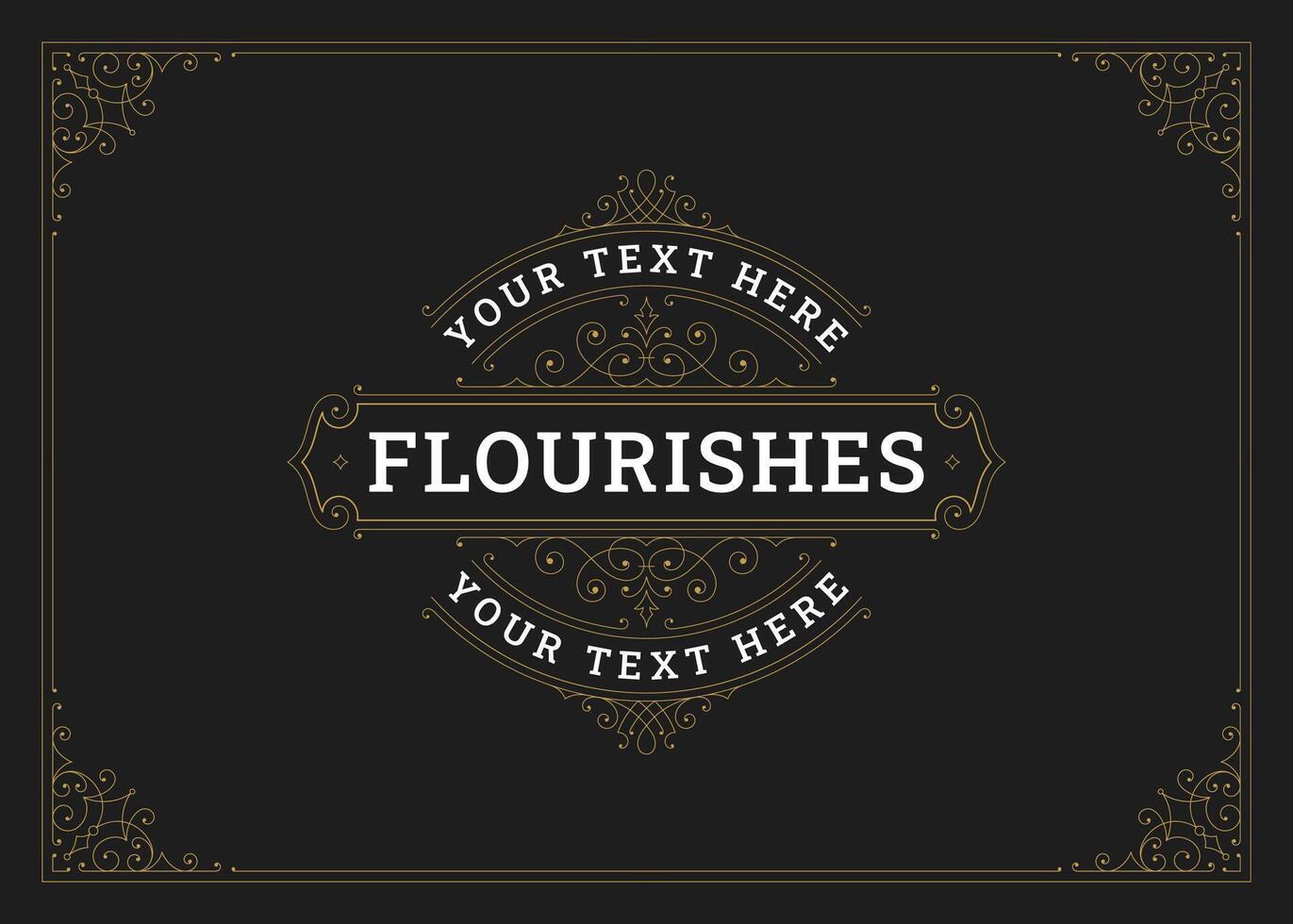 Classic luxury flourishes golden swirl ornament greeting card design template illustration vector
