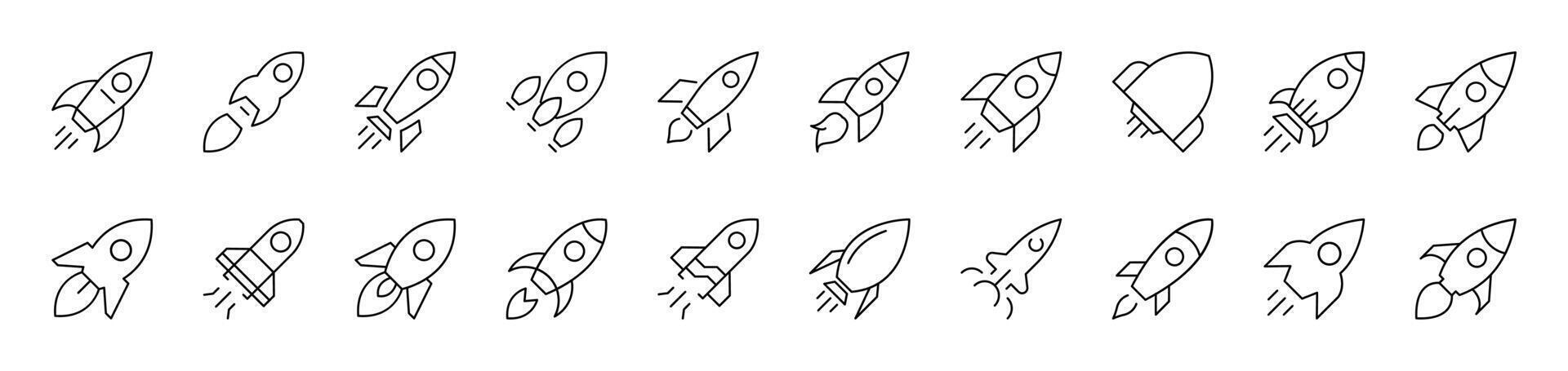 Spaceship Line Icon Collection. Editable Stroke. Perfect for Infographics, Articles, Books, Flyers, Banners vector