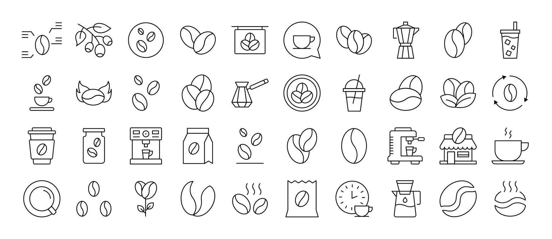 Coffee Line Icon Set. Editable Stroke. Minimalistic Linear Pictogram for Design of Cards, Apps, Banners, Posts vector