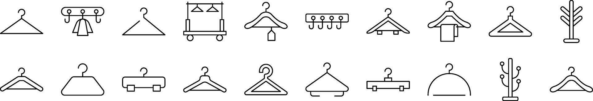 Clothing Hanger Line Icon Pack. Editable Stroke. Minimalistic Linear Pictogram for Design of Cards, Apps, Banners, Posts vector