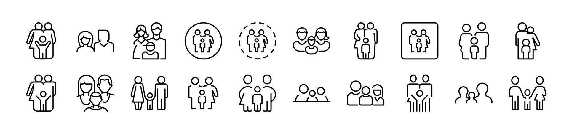 Family Simple Isolated Line Icons Collection. Editable Stroke. Suitable for Web Sites, Books, Cards, Apps vector
