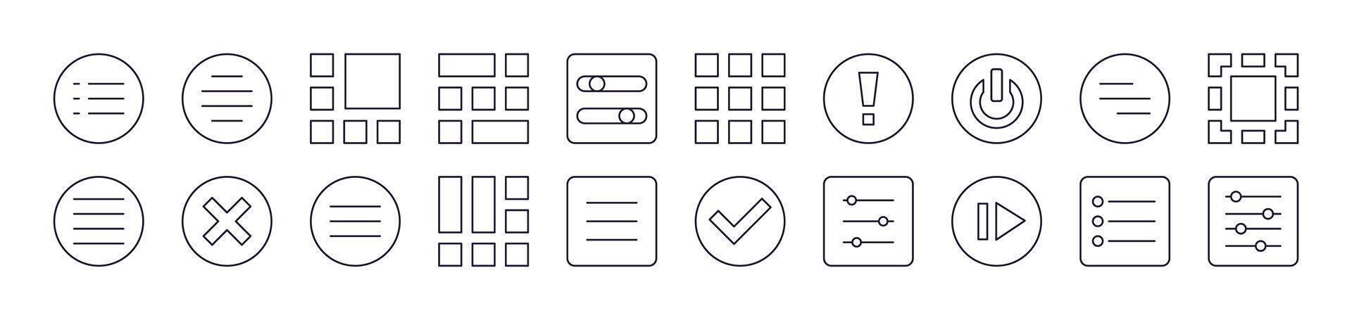 Interface Line Icon Pack. Editable Stroke. Minimalistic Linear Pictogram for Design of Cards, Apps, Banners, Posts vector
