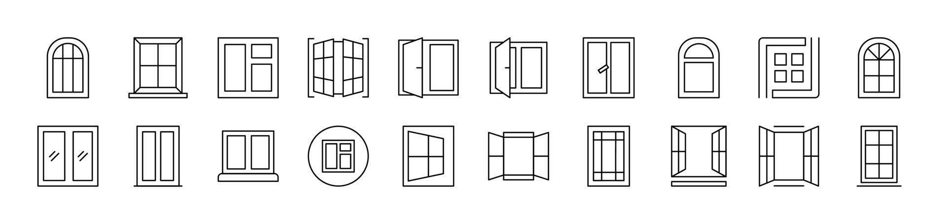 Set of Thin Icons. Editable Stroke. Suitable for Web Sites, Books, Cards, Apps vector