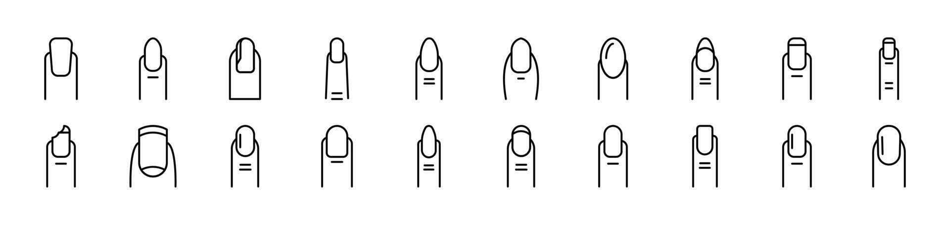 Nail Related Line Icons for Web Sites, Books, Cards, Apps. Editable Stroke. Suitable for Web Sites, Books, Cards, Apps vector