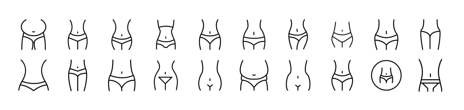 Waist Bundle of Thin Icons. Editable Stroke. Suitable for Web Sites, Books, Cards, Apps vector