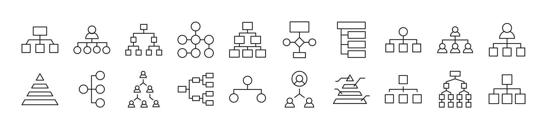 Hierarchy Line Icon Pack. Editable Stroke. Minimalistic Linear Pictogram for Design of Cards, Apps, Banners, Posts vector
