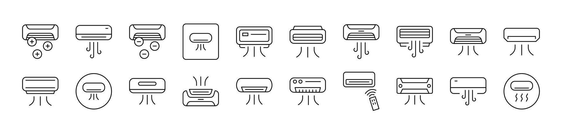 Air Conditioning Outline Simple Linear Image Collection. Editable Stroke. Suitable for Web Sites, Books, Cards, Apps vector