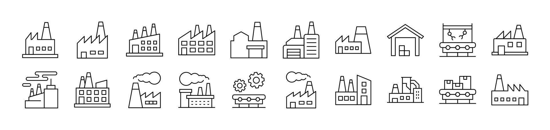 Collection of Signs of Factory, Manufacture for apps, web sites, banners, infographics and other types of design vector
