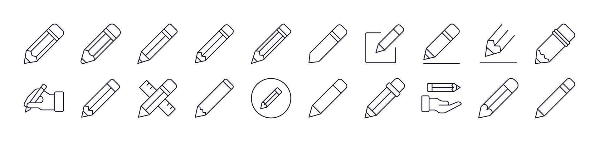 Pen Line Icon Bundle. Editable Stroke. Minimalistic Linear Pictogram for Design of Cards, Apps, Banners, Posts vector