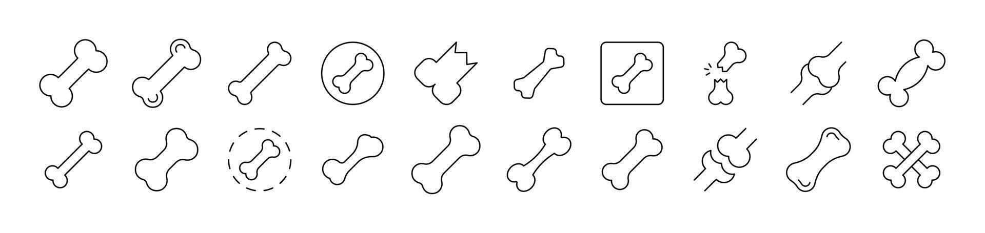 Bones Outline Simple Linear Image Collection. Editable Stroke. Suitable for Web Sites, Books, Cards, Apps vector