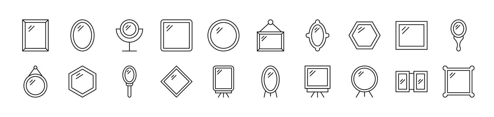 Mirror Bundle of Thin Icons. Editable Stroke. Suitable for Web Sites, Books, Cards, Apps vector