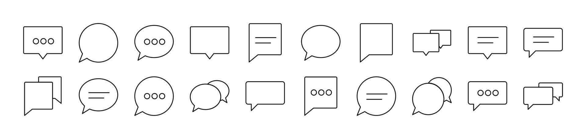 Speech Bubble as Communication and Dialogue Outline Picture Collection. Editable Stroke. Perfect for Infographics, Articles, Books, Flyers, Banners vector