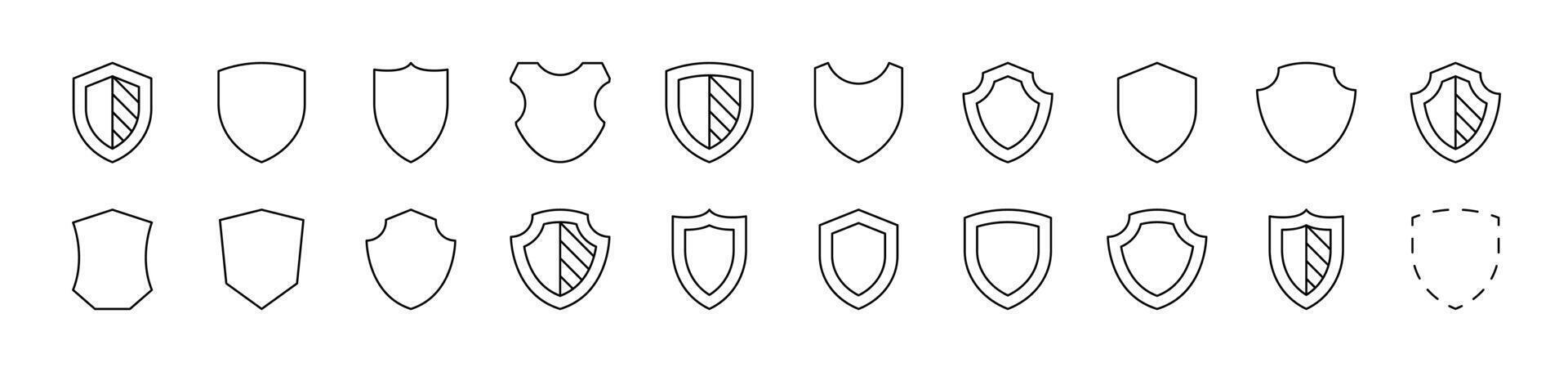 Set of Line Icons of Shield. Editable Stroke. Minimalistic Linear Pictogram for Design of Cards, Apps, Banners, Posts vector