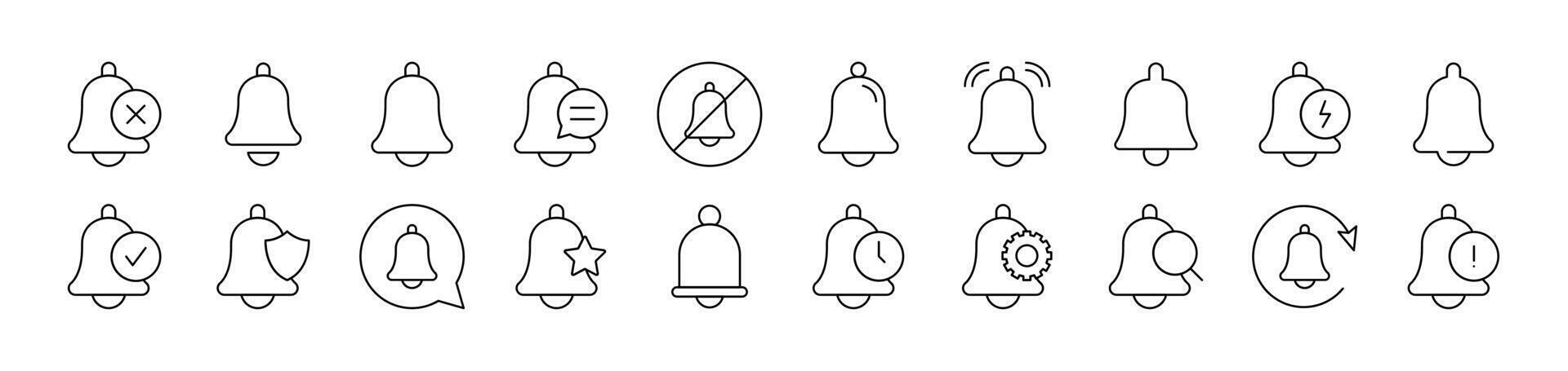 Ring, Bell Related Image Collection. Editable Stroke. Perfect for Infographics, Articles, Books, Flyers, Banners vector
