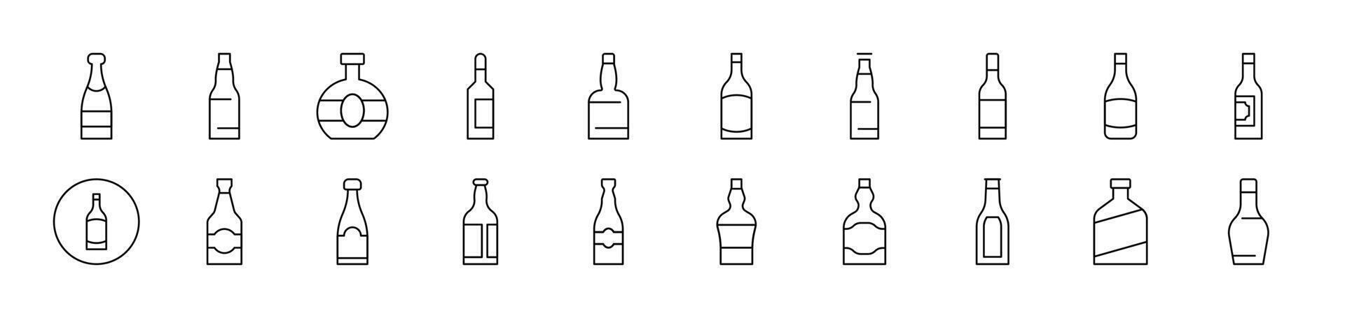 Bottle Related Icon Set. Editable Stroke. Suitable for Web Sites, Books, Cards, Apps vector