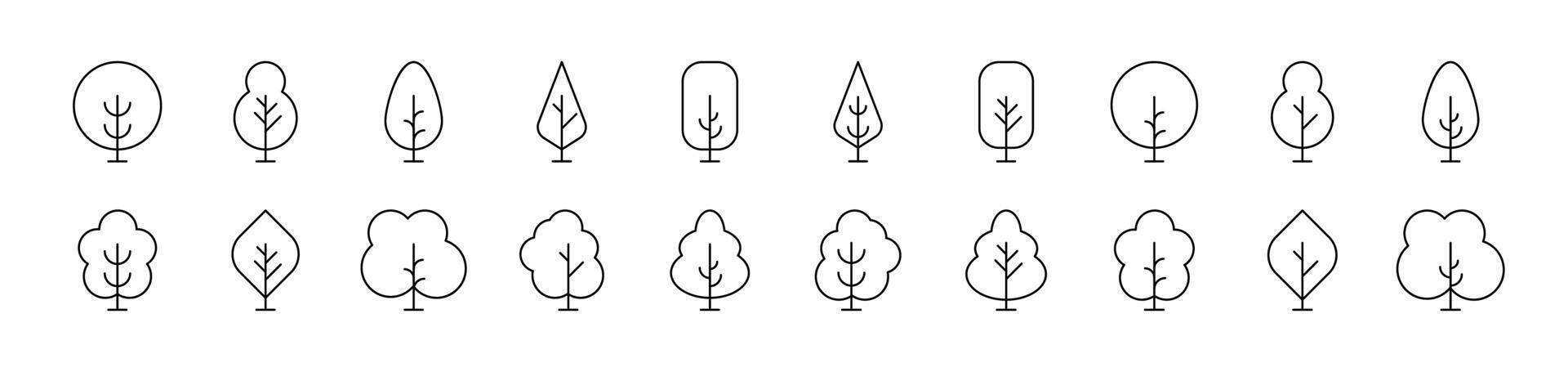 Tree and Forest Outline Simple Linear Image Collection. Editable Stroke. Suitable for Web Sites, Books, Cards, Apps vector
