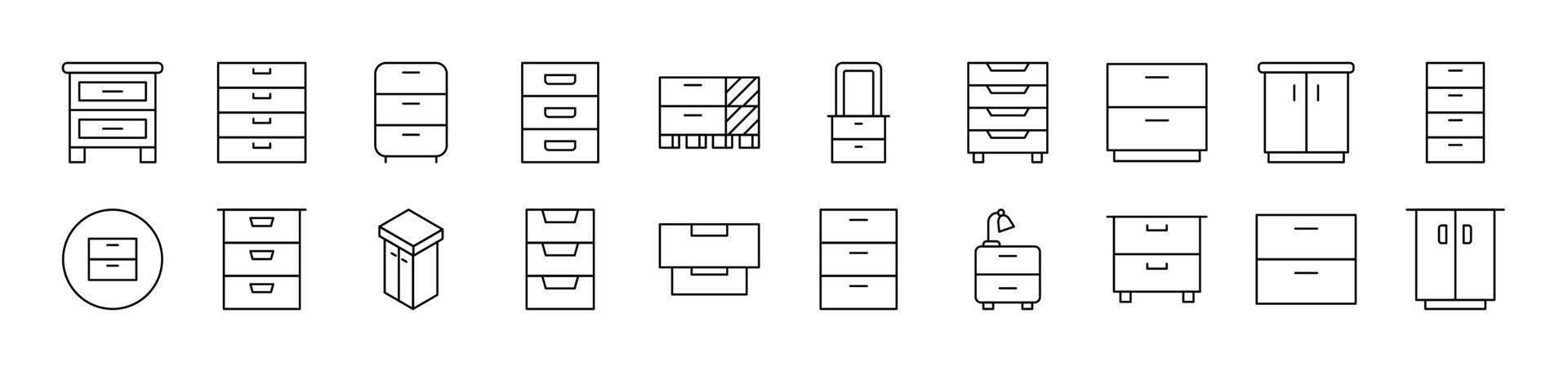 Closet Related Icon Set. Editable Stroke. Suitable for Web Sites, Books, Cards, Apps vector