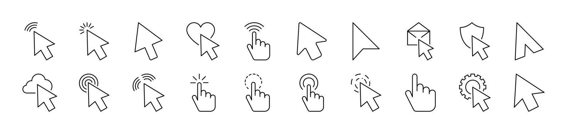 Cursor Picture Collection. Editable Stroke. Perfect for Infographics, Articles, Books, Flyers, Banners vector