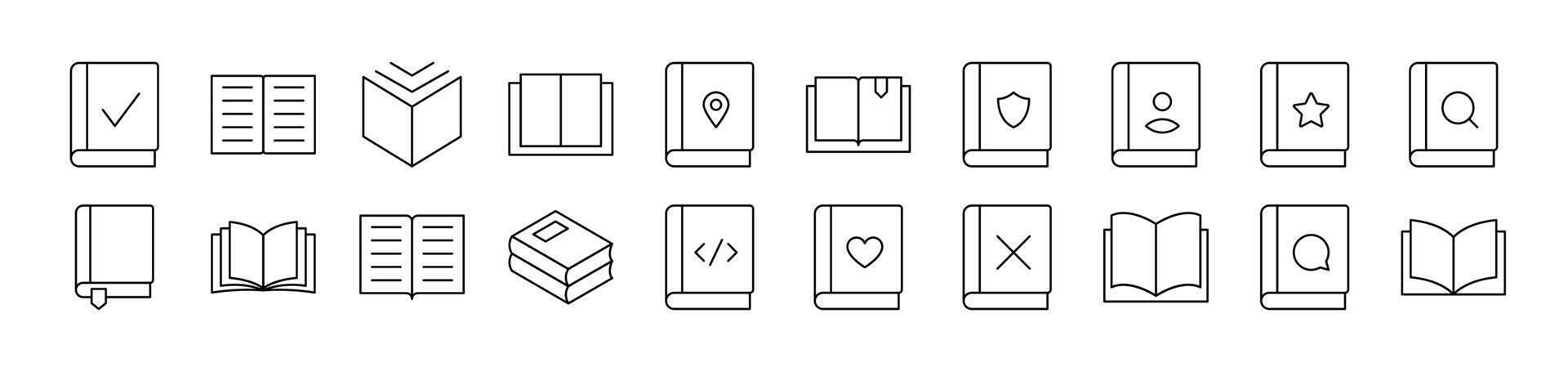 Book and Reading Picture Collection. Editable Stroke. Perfect for Infographics, Articles, Books, Flyers, Banners vector