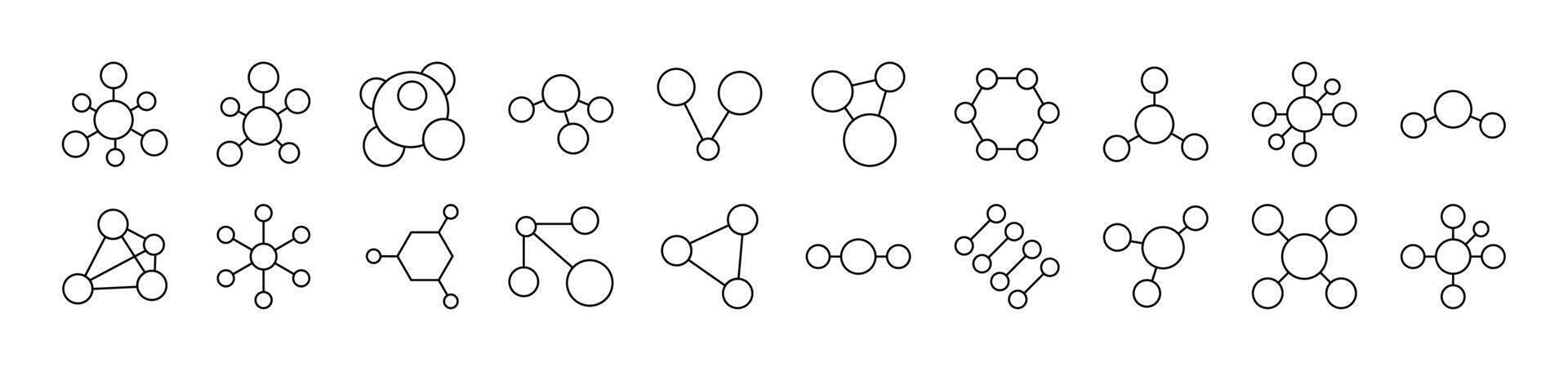 Chemical Compound Line Icon Collection. Editable Stroke. Perfect for Infographics, Articles, Books, Flyers, Banners vector