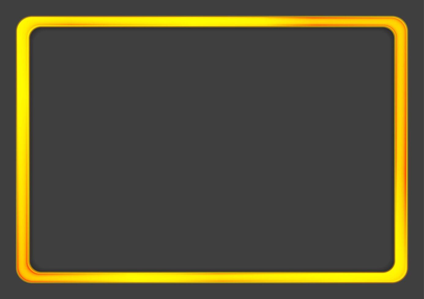 Bright orange golden neon frame on dark background vector