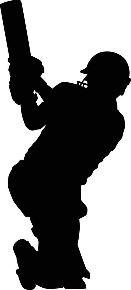 pose of cricket player silhouette illustration vector