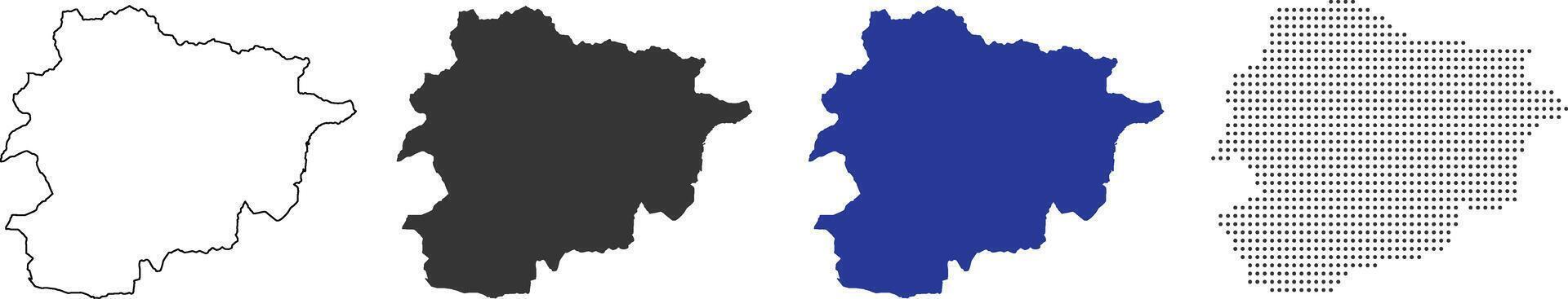 Androrra map in outline, grey, blue, dotted style. Map of the world isolated on white vector