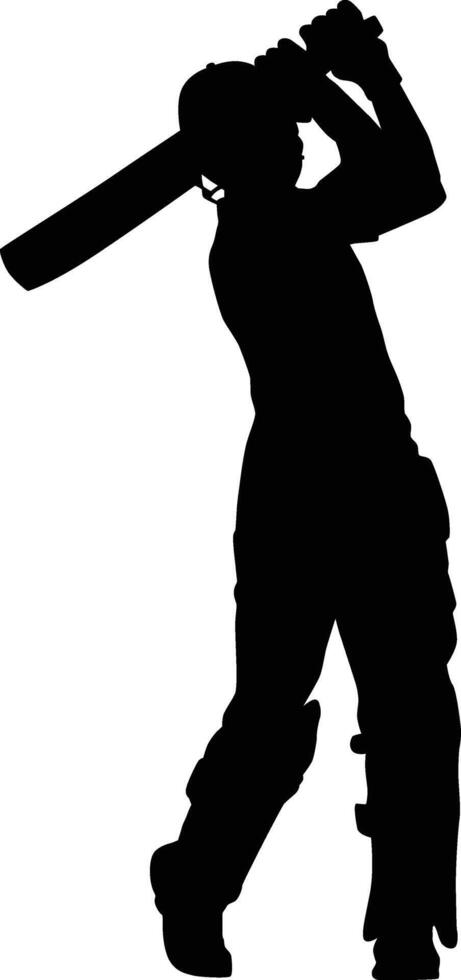 cricket player full body silhouette vector