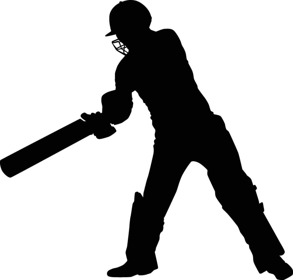 cricket player posing silhouette vector