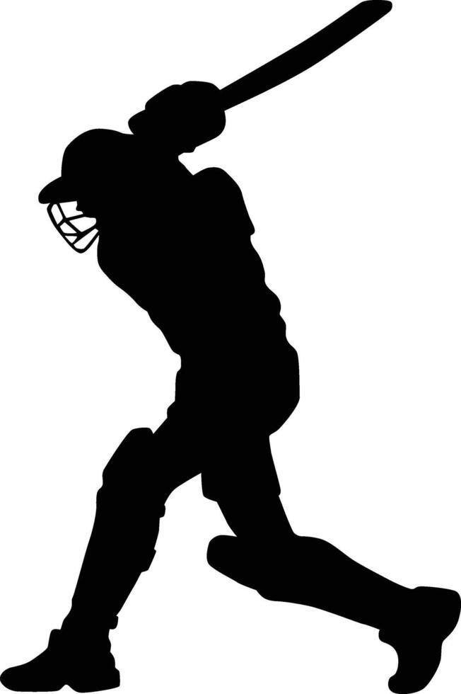 cricket player ready to hit ball silhouette vector