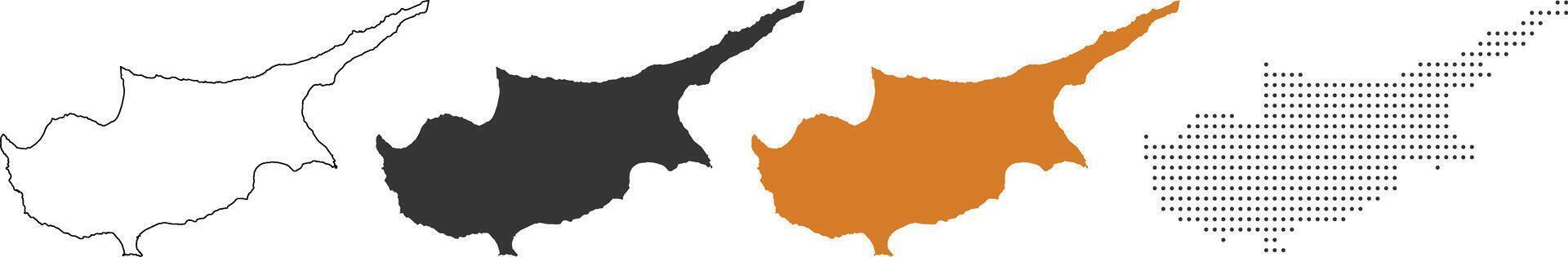 Cyprus map in outline, grey, flag color, dotted style vector