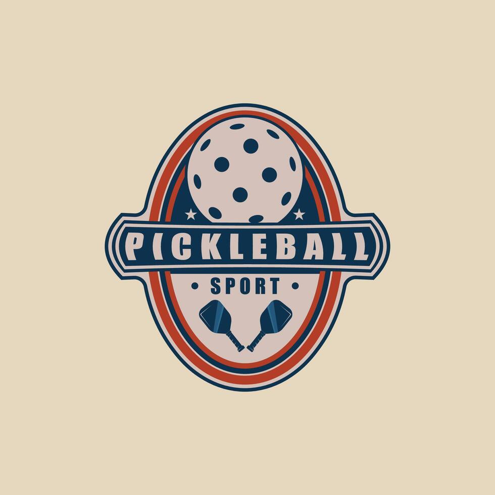 pickleball logo sport design, pickleball emblem and badge illustration design graphic template vector