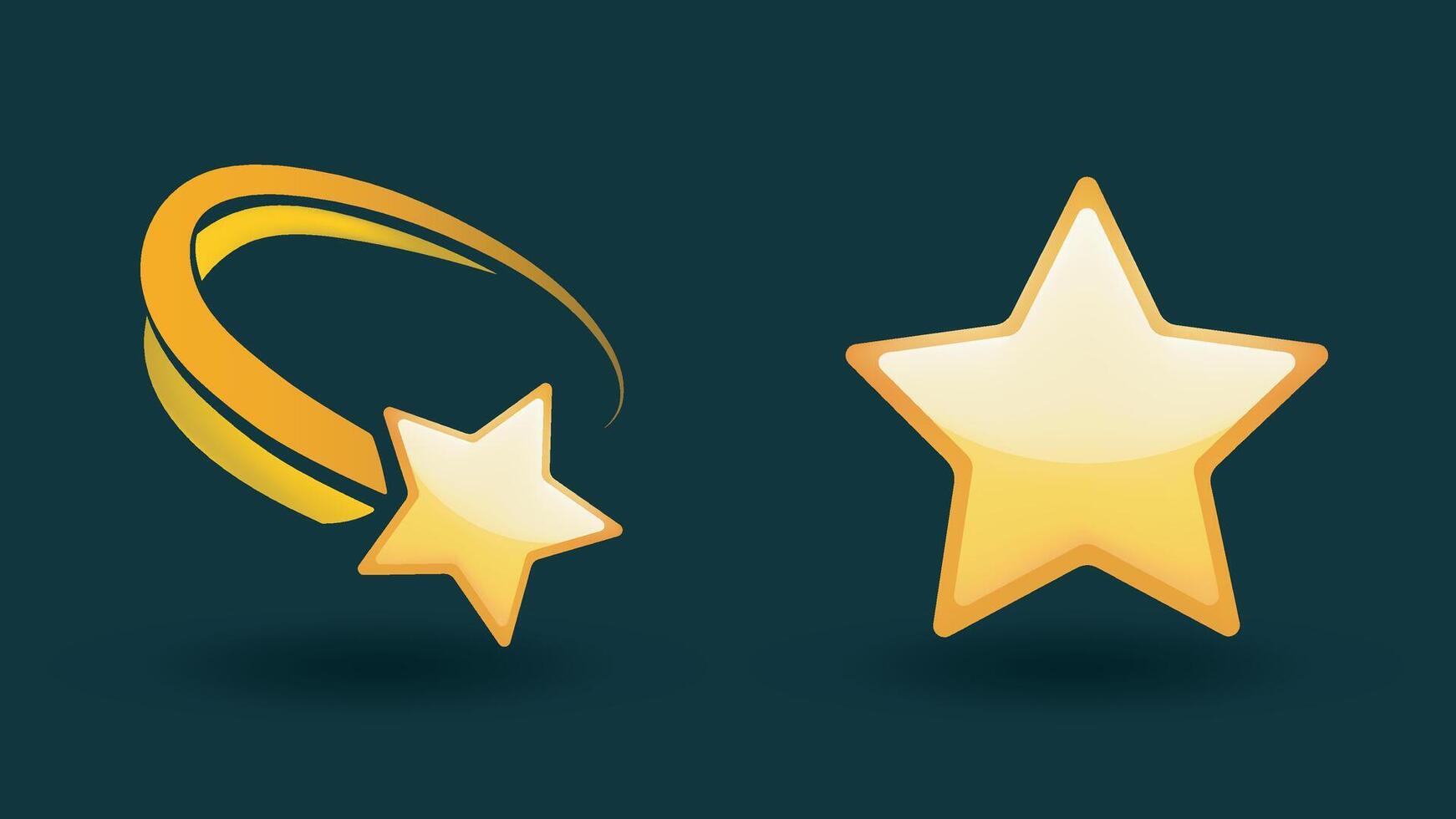 Golden star icon set on black background vector