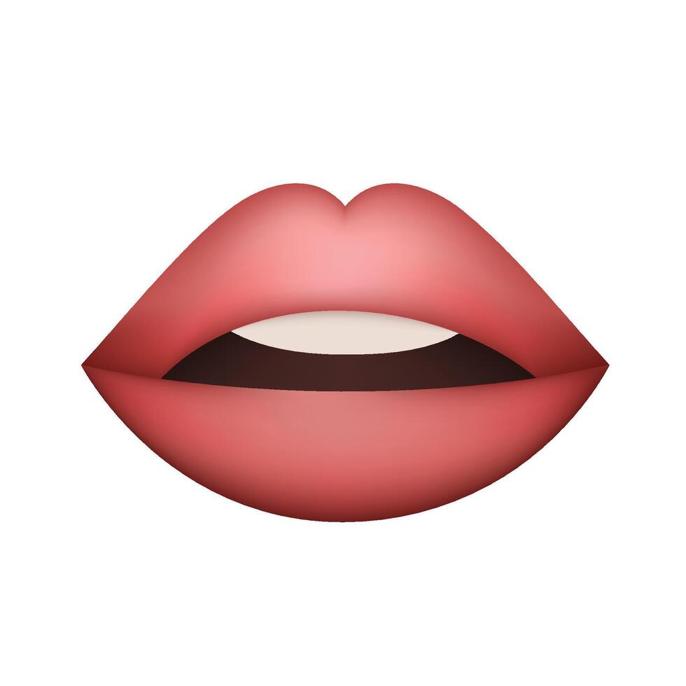 Red lips with opened mouth. 3d illustration vector