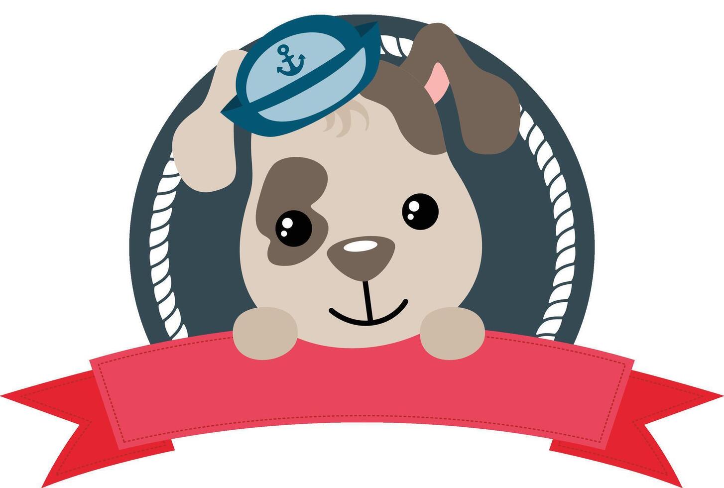 Cute sailor dog with ribbon banner vector