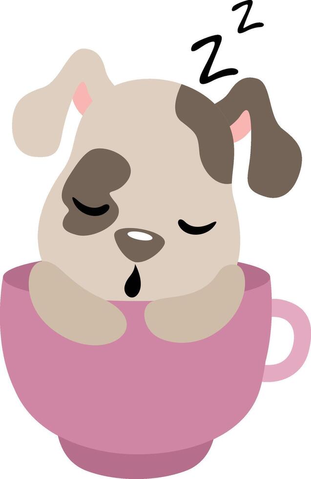 Cute puppy sleeping inside a cup vector