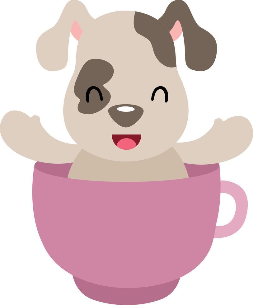 Happy puppy inside a cup vector