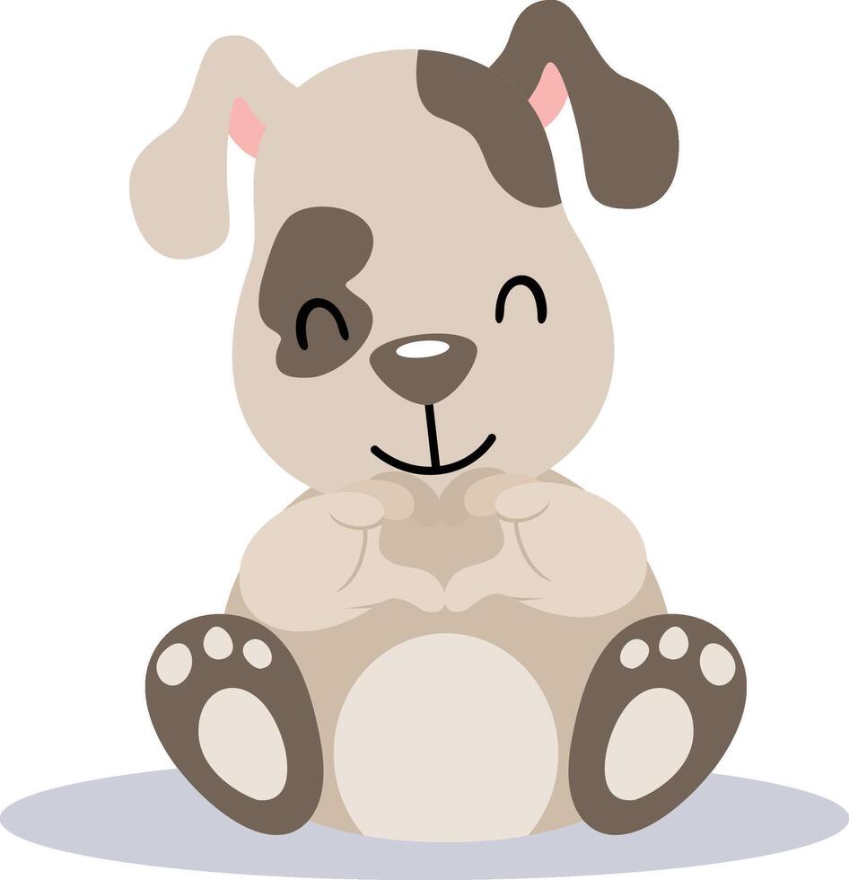Cute dog making heart with hands vector