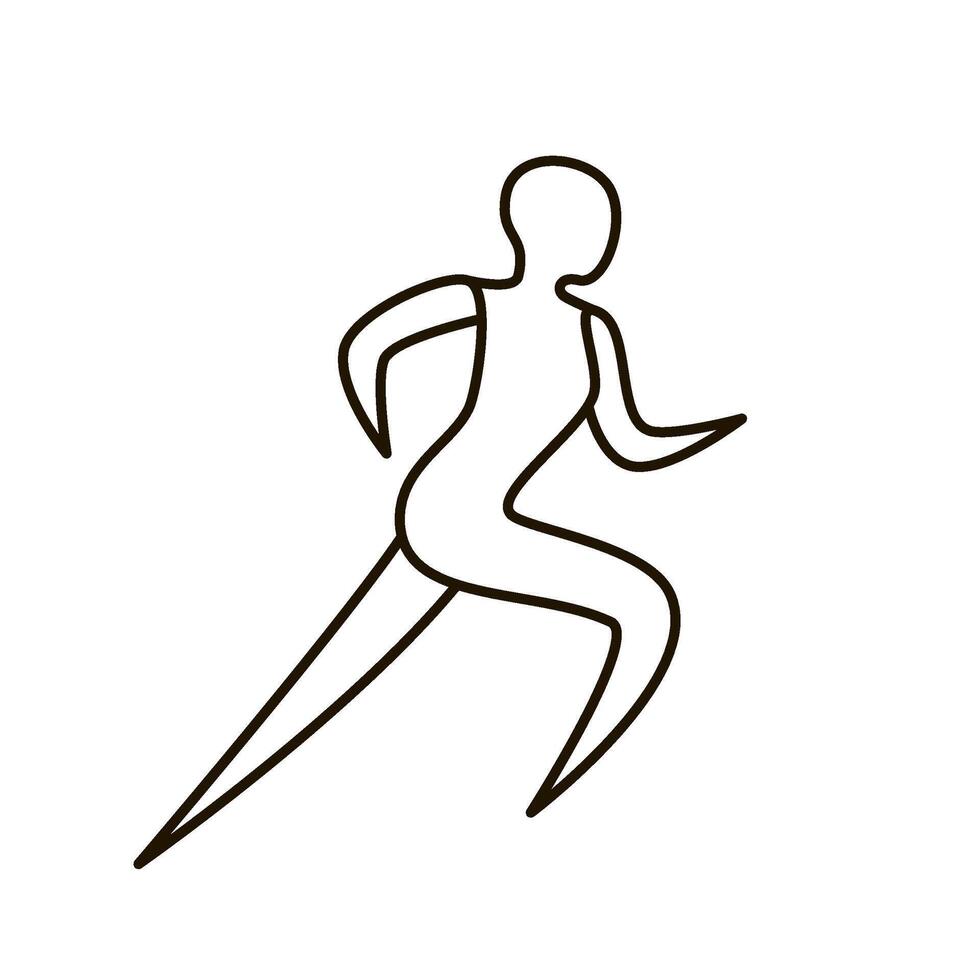 Run, body silhouette runner woman, running sport training, line icon. Run, game competition, jog workout. illustration vector