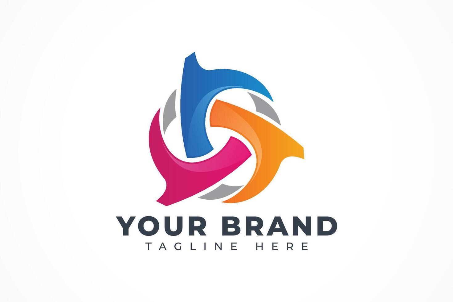 three abstract shapes, swirl rounded sphere logo vector