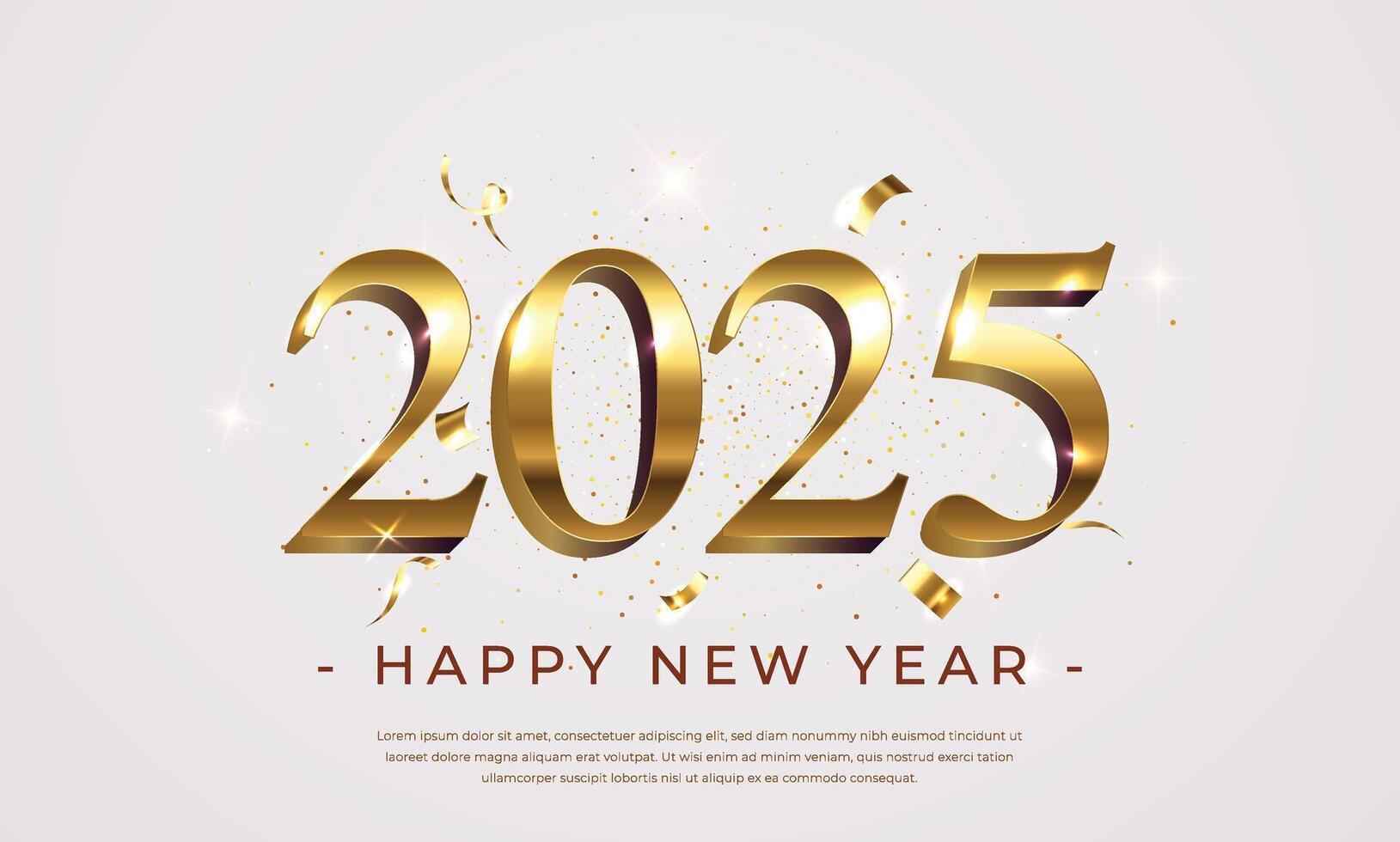 New year 2025 in gold lettering, 2025 Happy New Year Background Design. Greeting Card, Banner, Poster. vector